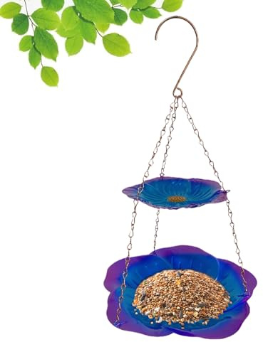 Bird Feeder Tray,Metal Flower-shaped Weatherproof Double-Layer Feeding Tray - Winter Bird Feeders,for Feeding Food Water Watching Viewing Pet Aviary Finch Parrots Inside Home Garden