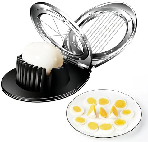 KLINNA Cortador de huevos de acero inoxidable, cortador 2 en 1 para rodajas y gajos, cortador profesional para huevos, mozzarella, champiñones y fresas, Egg Slicer inoxidable y apto para lavavajillas