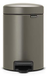 Brabantia Step-On XS Trash Can | Platinum | 0.8 Gallon / 3L | Bathroom, Bedroom, Office Trash Can with Light Pedal Opening, Handle & Removable Inner Bucket | 6.6 x 9.3 x 10.4 | + Trash Bags