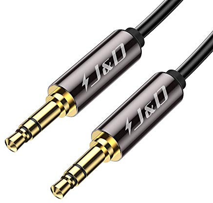 J&D 3,5 mm à 3,5 mm Câble, Plaqué Or Coquille de Cuivre Heavy Duty 3,5mm 1/8 TRS Mâle vers 3,5mm 1/8 TRS Mâle Câble Adaptateur Audio Stéréo, 2.7 Meter