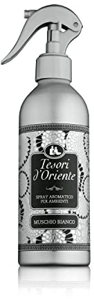 Tesori d'Oriente - Profumatore Casa Spray Muschio Bianco, dalle Note Muschiate e Ambrate, Crea un’Atmosfera Raffinata e Accogliente con Poche Vaporizzazioni, 250 ml