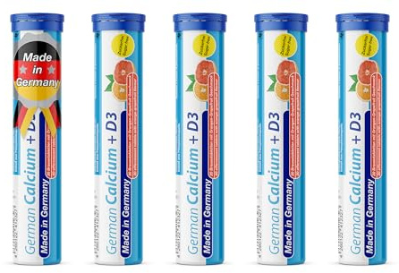Calcium + Vitamin D3 Brausetabletten 5x20 Stk. Orangen-Grapefruit Geschmack - 500 mg Kalzium, 2,5 μg Vitamin D3 - T&D Pharma German Calcium + Vitamin D3 – Made in Germany