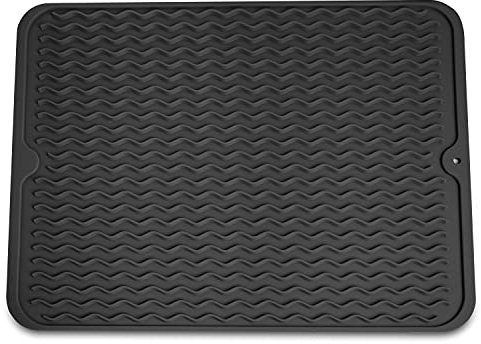 Rubberneck Abtropfmatte aus Silikon, 40x45cm, hitzebeständig und rutschfest, Geschirr Trockenmatte, BPA-Frei (Schwarz)