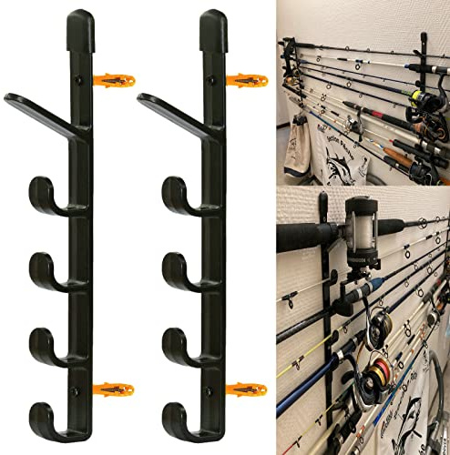 AUXPhome Estante de almacenamiento de pared para caña de pescar, soporte para caña de pescar, organizador de almacenamiento para garaje, cabina y sótano, fácil de instalar, incluye accesorios
