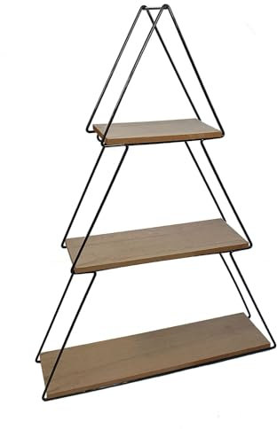 Standregal in Tannenform Metall Regal mit 3 Ablagen und Holzböden 44cm