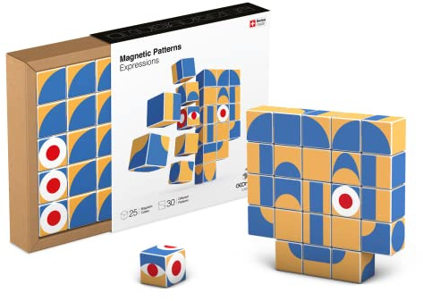 Geomag, Magicube Art Pattern, Würfelkunst, Figuren und Tiere mit Magnetwürfeln Erschaffen, Magnetische Konstruktionen für Kinder und Erwachsene, 25-teilige Packung