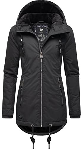 Ragwear Damen warme Winterjacke kurz wasserdicht mit Kapuze Zuzka Winter Black22 Gr. L