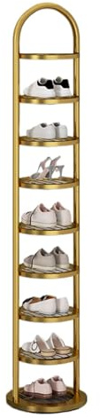 Metall Schuhregal Mit 9 Ebenen - Offener Schuhschrank Vertikal, Platzsparend, Schuhturm, 27 x 22 x 148 cm (Gold, 24 * 24 * 138cm)