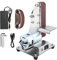 MENAYODA Elektrischer Bandschleifer, Mini Bandschleifer, 4500-9000 R/min Einstellbar DIY Bandschleifmaschinemit 10 Schleifbändern 30 * 330mm, 7 Gang Multifunktional für Holzbearbeitung