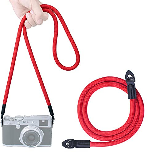 VKO Sangle d'épaule pour appareil photo reflex numérique, sans miroir, rouge, 120 cm, rouge