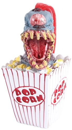 Deger 1 Stück Halloween-Clown-Dekoration, Popcorn-Clown, Gruseliger Clown-Kopf, Statue, Kunstharz, Bastel-Clown Aus Dem Weltraum, Rot