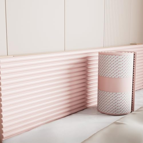 YHXAIQ DIY Anti-Collision Soft Wall Panels - XPE Foam Peel & Stick Upholstered Wall Padding, 1 cm Headboard Padded, Protectors Cushioned for Bedroom, Living Room(Pink,20 cm x 2 m 3pcs)
