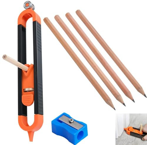 BAGUBDR 6 Pcs Scribing Tool Set, Scriber Tool with 4 Pencil, Contour Gauge Profile Gauge Tool for Woodworking, Carpet and Tile Installation, Precise Marking and Cutter