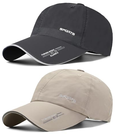 AYPOW 2 Confezioni Cappello da Baseball Asciugatura Rapida, Sport all'Aria Aperta Cappellino Visiera con Tesa Riflettente Uomo Donne, Leggero Cappellini Estivo Berretto Baseball Regolabile Snapback