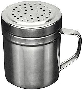 Spargitore in polvere in acciaio inox con filtro a maglia fine, multifunzione, per esterni, barbecue, spezie, zucchero a velo, grande (Silver One Size)