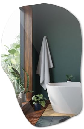Specchio per Vestirsi 100x65 cm Forma Irregolare Senza Cornice Moderno Design Montaggio da Parete per Soggiorno, Bagno, Camera da Letto, il Corridoio Asimmetrico Organico Unico Make Up