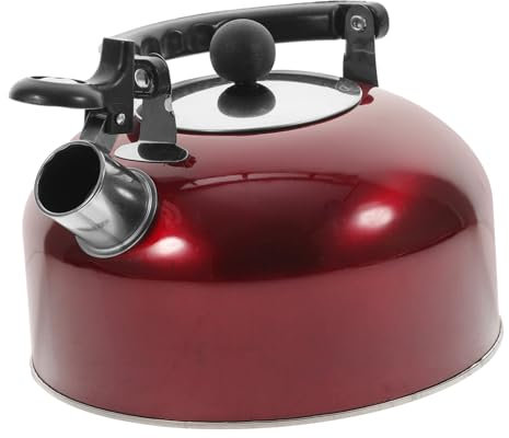 Luxshiny Hervidor De Agua De Acero Inoxidable Rojo Silbante Tetera Hemisférica Con Asa Ergonómica Adecuado Para Cocina Inducción Hogar Oficina Restaurante