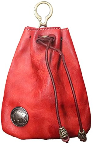 Bourse en Cuir De Vache Véritable - Sac À Monnaie Vintage | Bourse À Cordon en Cuir Véritable, Boursss À Anneau, Organisateur De Pièces pour Clés, Sac À Clés De Voiture en Cuiss Portable