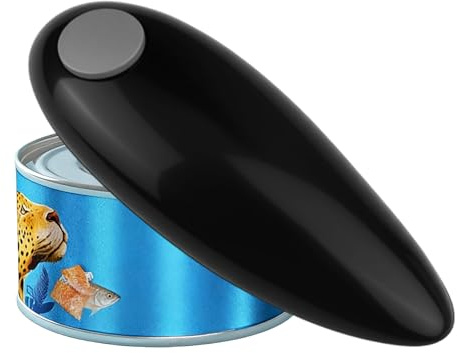 Electric Can Opener, One Touch Automatic Tin Opener Open Any Size Cans for Kitchen Cooks Housewives, Battery Operated, Hand Free, Smooth‑Edge Without Hurting Hands, Magnetic Lid Removal, Black
