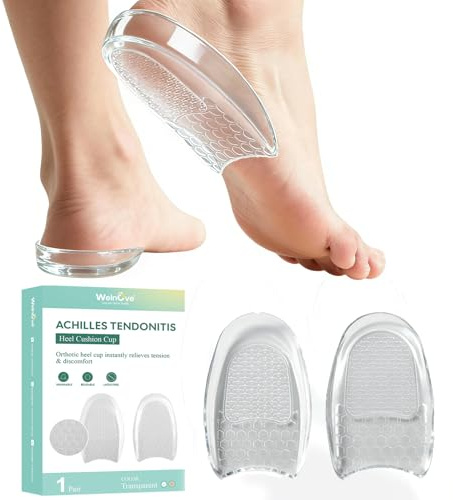 Achilles Tendonitis Relief Heel Cups – Heel Cushion Pad for Heel Spur & Heel Pain, Shock-Absorbing Gel Heel Support for Men,(1Pair,Large:Men's 7.5-11.5)