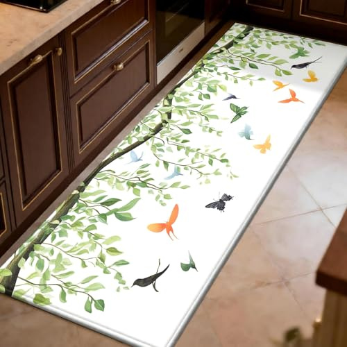 Verde smeraldo Tappeto cucina 50 x 180 cm Farfalla salice piangente Tappeto corridoio morbido, passatoia cucina antiscivolo lavabile, runner per corridoio, ingresso e sala