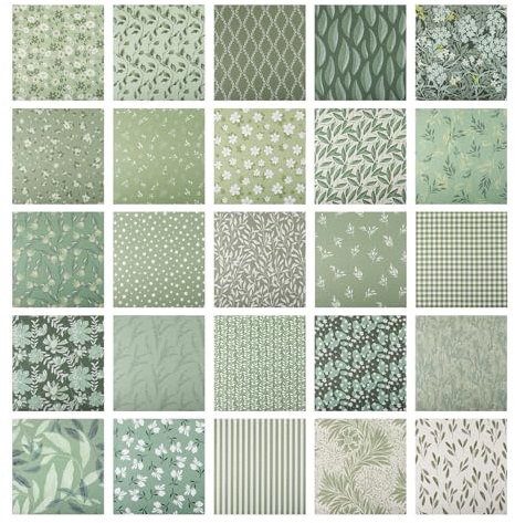 25 Pcs Cotton Fabric Bundles 5 Inch Pre Cut Quilting Fabric Squares (Green) | Soft Natural Material for Sewing, DIY Crafts, Patchwork, Home Decor, Patchwork