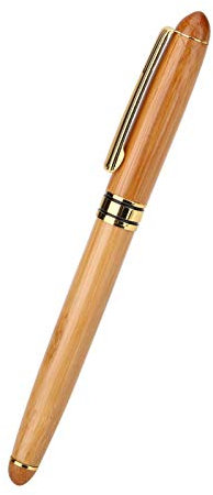 Akozon Penna Stilografica in Compensato di Bambù per Calligrafia a Manico Largo a Punta Scalpello Scrittura a Pennino Gotico Arabo Corsivo(written1.5mm)
