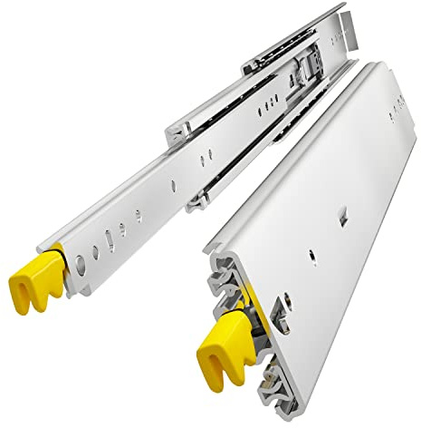 VADANIA 700 mm Guías para cajones de alta resistencia con cerradura #D76, 76 mm de ancho, capacidad de carga de hasta 196 kg, extensión total de 3 voltios, montaje lateral, 1 par