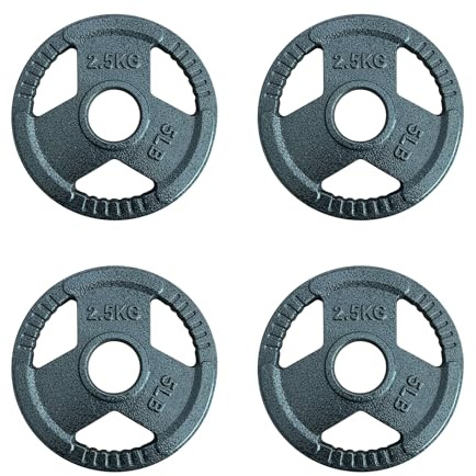 Chase Fitness 2.5KG Tri Grip Cast Iron 2 Olympic Weight Plate Discs 1.25-25kg (2.5kg x 4)