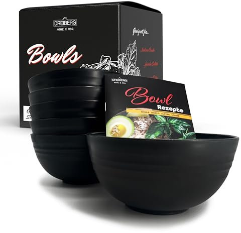 DREIBERG® Müslischalen 8er Set inkl. Rezeptbuch | 760ml | Bowl Schüsseln aus PP | Suppenschüssel | Dessertschalen | Salatschüsseln | Camping Geschirr