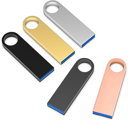 Wooolken Clé USB 3.0 Métal 16 Go Lot de 5,Mini Clés USB étanches 16 Go 3.0 pour PC, Ordinateur Portable, Stockage de données informatiques, Porte-clé