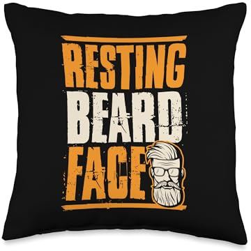 Resting Beard Face Funny Beaded Dad Joke Throw Pillow