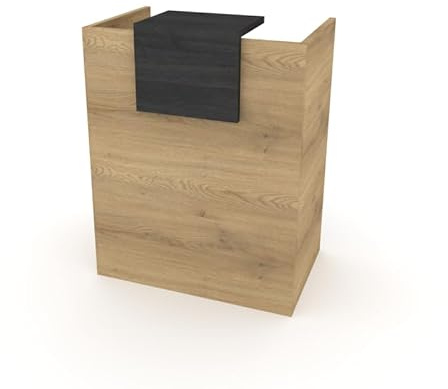 DUÓFIC Mostrador de Recepción y Oficina. Facil Montaje – Color Base Olmo, Color sobremostrador Roble Azabache | 80x105x50 cm | Fabricado en España