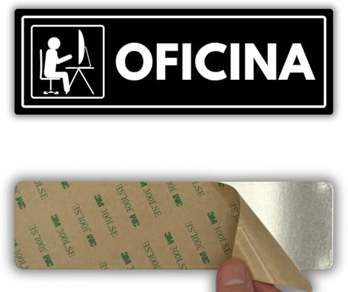 LEIASA | Señal Oficina - 7,5 x 23 cm - Grosor 2 mm - Acrílico - Placa Adhesiva - Cartel Oficina - Rótulo Identificación - (Señal Oficina)