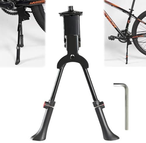 LYPPUL Cavalletto per bicicletta a due gambe, 24 – 29 pollici, doppio supporto, regolabile in altezza con chiave per bici da città, mountain bike e bici da trekking
