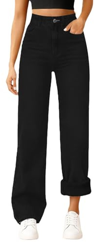 Generico Jeans Donna Vita Alta Jeans Donna Invernali Felpati Pantaloni Termici Pantalone in Denim Foderati in Pile Morbidi Comoda Baggy Pants Casual Abbigliamento