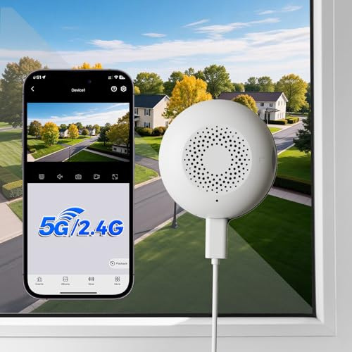 Mrowly 2K 3MP Window Camera, WiFi 2.4/5GHz Window Camera for Looking Outside, Security Camera Night Vision Through Window, People/Motion Detection, 24/7 Recording, Drill-Free Installation