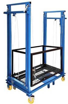 Sollevatore elettrico per ponteggi con telecomando, design pieghevole, carico massimo 399,2 kg, altezza 2 m, ideale per progetti di costruzione e manutenzione