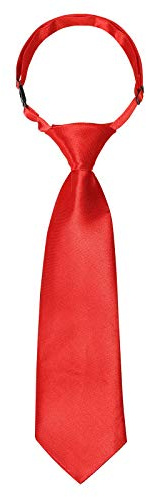 Kajeer Corbata Pre-Atada Ajustable para Niños y Niñas - Corbata Formal de Satén Liso para Uniforme Escolar y Boda (Rojo)