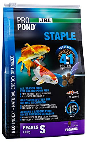 JBL Ganzjahresfutter für Koi und Teichfische, Schwimmende Pellets, PROPOND STAPLE, Größe S, 1 kg