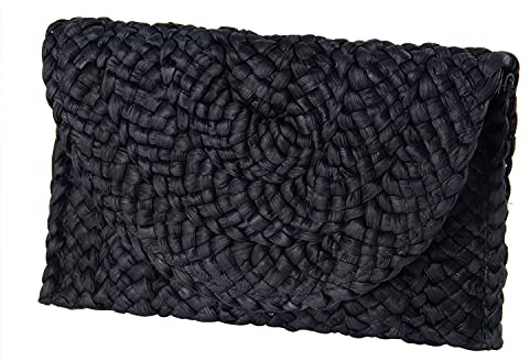 Jywmsc Bolso de Mano de Paja para Mujer, Bolsos de Playa de Verano, Cartera Tipo Sobre, Bolsos Tejidos