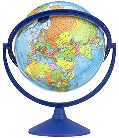 TOPGLOBE 30cm Educational World Globe 360° Rotating English Map | Large Easy Read Political Map With All Direction Movement For Home Learning Classrooms And Geography Study