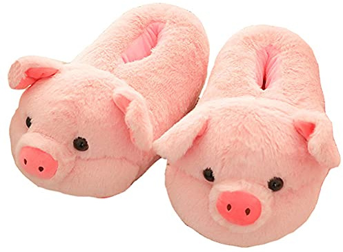 YELAN Schwein Hausschuhe Tier hausschuhe Damen Winter Heim Herren Plüsch Hausschuhe Cartoon Baumwoll schuhe (Pink, Erwachsene, Damen, 35, Numerisch (von/bis), EU Schuhgrößensystem, 43, M)