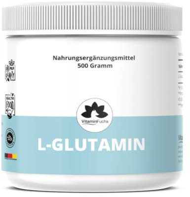 L-Glutamin 500g reines Pulver ohne Zusatzstoffe - L-Glutamin mit über 99,9% Reinheit - pures L-Glutamin Pulver laborgeprüft & vegan von VitaminFuchs