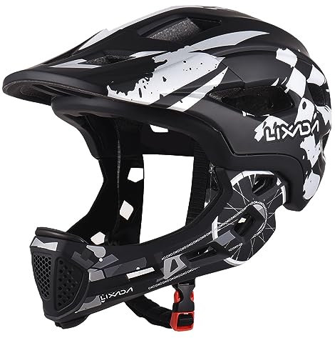 Lixada Fahrradhelm Kinder Helm Fullface Abnehmbar Unisex 50-56cm Children's Helmet 2-In-2 Integrated Größenverstellbar- Mit Abnehmbarem Kinnschutz Helmet inliner Für Fahrräder, Skateboards