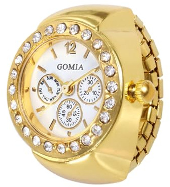 Ruhnjyg Relojes de dedo para mujer, anillo de reloj vintage, anillo de reloj vintage, anillo de dedo analógico de visualización precisa para hombres y mujeres, accesorios de joyería, dorado, Refer to