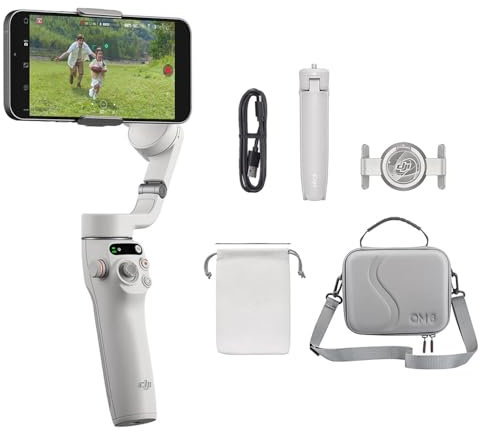 DJI Osmo Mobile 6 - Cardán de piel para teléfono móvil de 3 ejes, seguimiento de objetos, barra de extensión integrada, portátil y plegable, para Android y iPhone, estabilizador de vlogging, gris