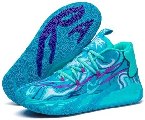 BINQER Scarpe da Basket Alte Multicolori da Uomo, Scarpe da Corsa Traspiranti Antiscivolo, Scarpe Sportive da Allenamento all'aperto(Blue -Purple,47 EU)
