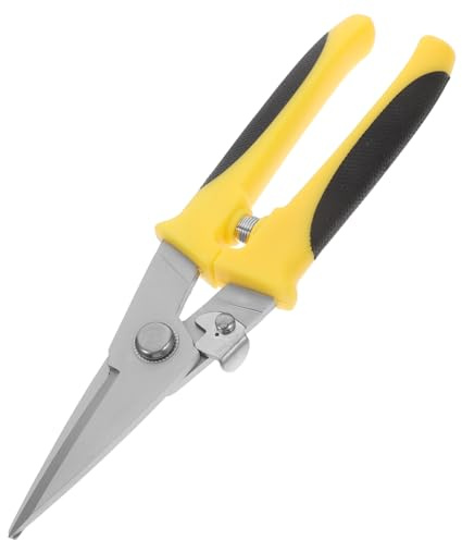 LIFKICH Cisailles à Tôles en Acier Inoxydable Ressort Intégré et Design, Ciseaux pour Couper Métal Jaune Adaptés la Découpe de Tôles