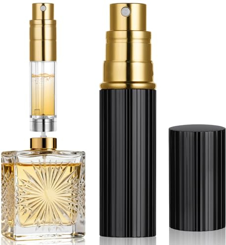 AUYAO Vaporisateur Parfum Vide, 5 ML Vaporisateur Vide Rechargeable, Flacon Parfum Vide Portable, Mini Flacon Voyage Vide Femmes et Hommes pour Sac à Main, Poche(Noir)
